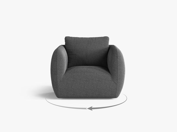 Swivel Armchair with Deep Seat & Curved Design