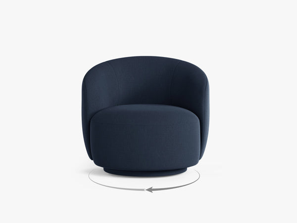 Modern Swivel Armchair – Curved Accent Chair with 360° Rotation