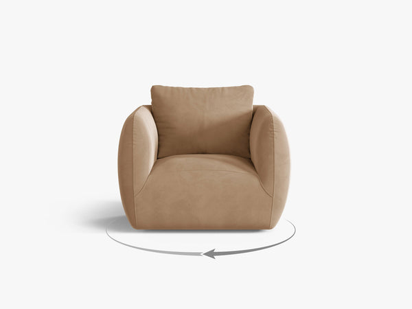 Swivel Armchair with Deep Seat & Curved Design