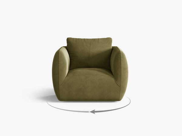 Swivel Armchair with Deep Seat & Curved Design