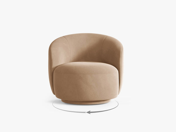 Modern Swivel Armchair – Curved Accent Chair with 360° Rotation