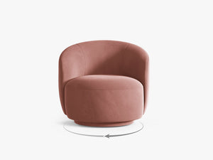 Modern Swivel Armchair – Curved Accent Chair with 360° Rotation