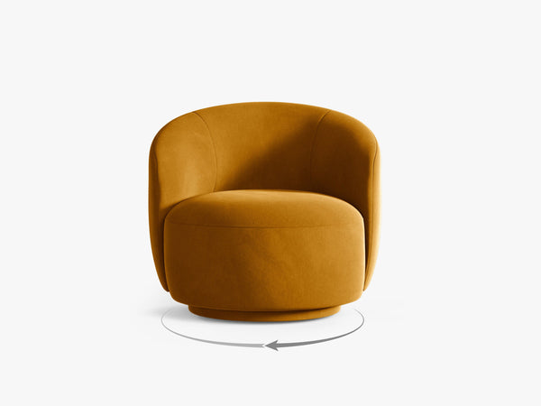 Modern Swivel Armchair – Curved Accent Chair with 360° Rotation