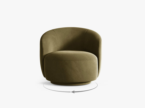 Modern Swivel Armchair – Curved Accent Chair with 360° Rotation