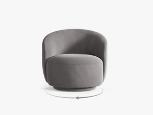Modern Swivel Armchair – Curved Accent Chair with 360° Rotation