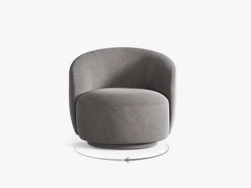 Modern Swivel Armchair – Curved Accent Chair with 360° Rotation