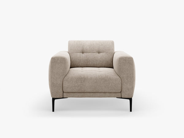 Modern Compact Armchair – Upholstered Accent Chair with Metal Legs