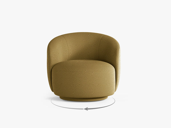 Modern Swivel Armchair – Curved Accent Chair with 360° Rotation
