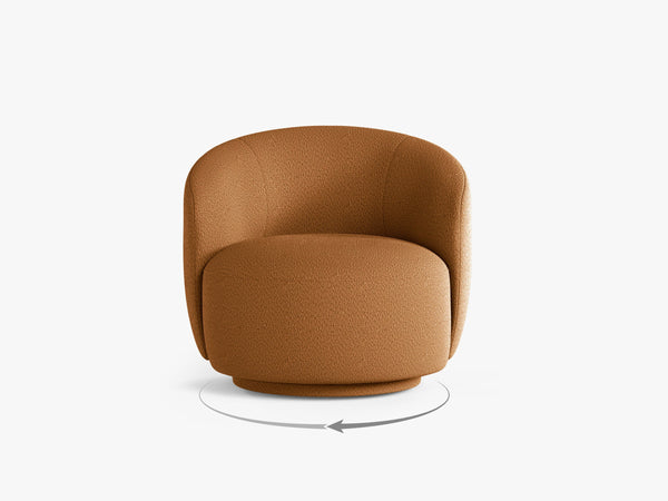 Modern Swivel Armchair – Curved Accent Chair with 360° Rotation