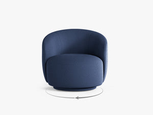 Modern Swivel Armchair – Curved Accent Chair with 360° Rotation
