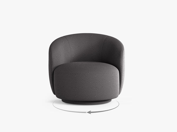 Modern Swivel Armchair – Curved Accent Chair with 360° Rotation