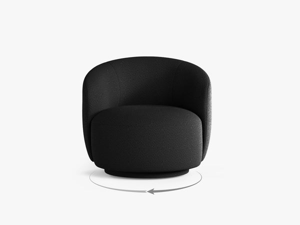 Modern Swivel Armchair – Curved Accent Chair with 360° Rotation