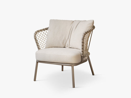 Outdoor Rope Armchair – Modern Garden Lounge Chair with Cushions
