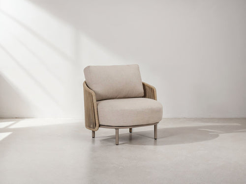 Outdoor Rope Armchair – Modern Garden Lounge Chair with Cushions