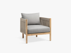 Outdoor Rope Armchair – Wooden & Aluminium Garden Lounge Chair