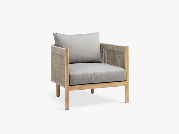 Outdoor Rope Armchair – Wooden & Aluminium Garden Lounge Chair