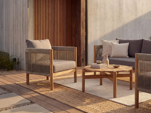 Outdoor Rope Armchair – Wooden & Aluminium Garden Lounge Chair