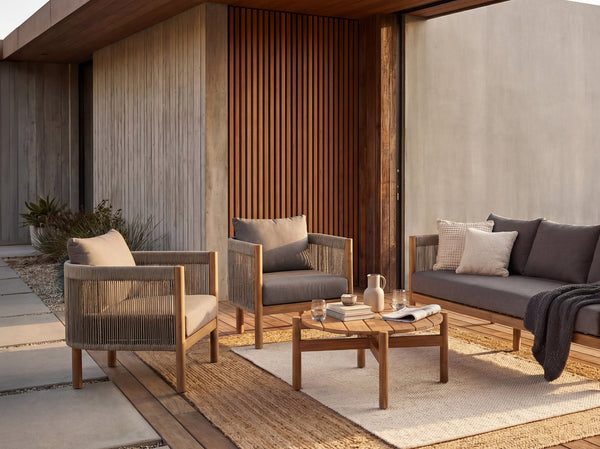 Outdoor Rope Armchair – Wooden & Aluminium Garden Lounge Chair