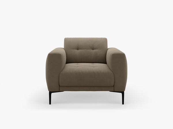 Modern Compact Armchair – Upholstered Accent Chair with Metal Legs