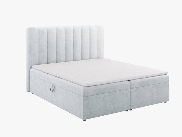 Box Spring Bed with Storage & Upholstered Headboard