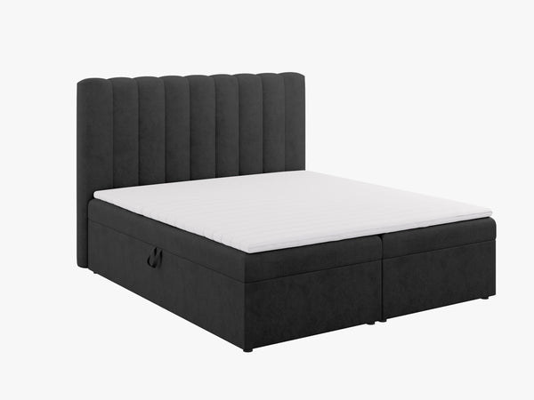 Box Spring Bed with Storage & Upholstered Headboard