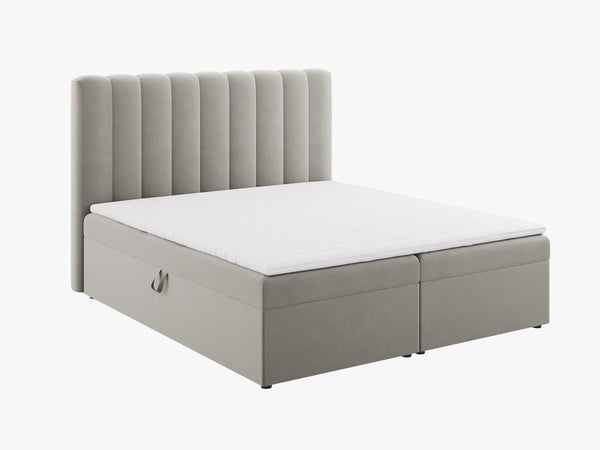 Box Spring Bed with Storage & Upholstered Headboard