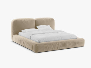 Upholstered Storage Bed Frame with Double Headboard & Gas Lift