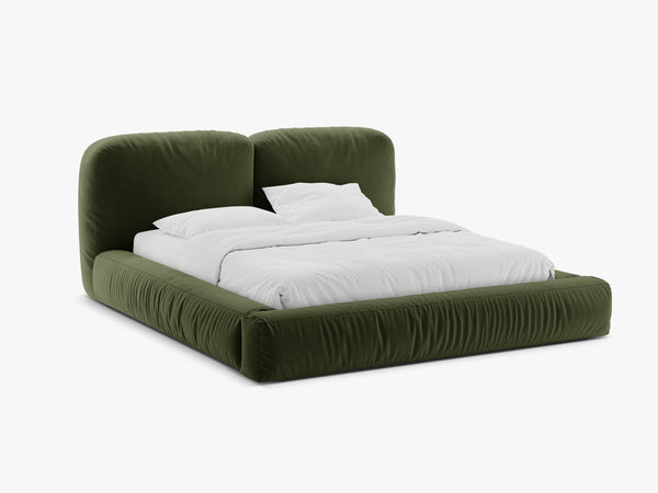 Upholstered Storage Bed Frame with Double Headboard & Gas Lift