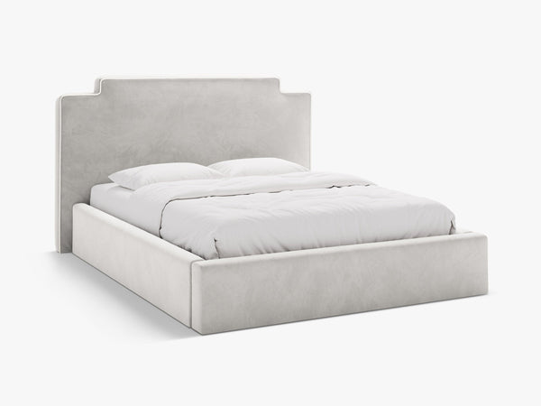 Elegant Upholstered Bed Frame with High Headboard & Storage