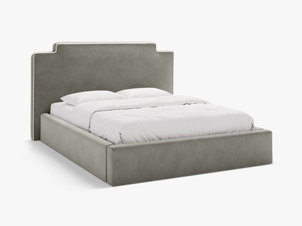 Elegant Upholstered Bed Frame with High Headboard & Storage