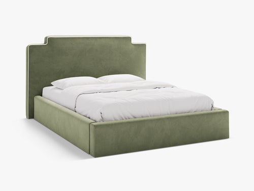 Elegant Upholstered Bed Frame with High Headboard & Storage