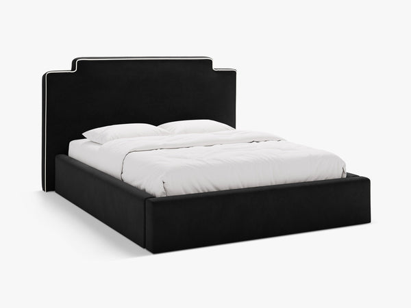 Elegant Upholstered Bed Frame with High Headboard & Storage