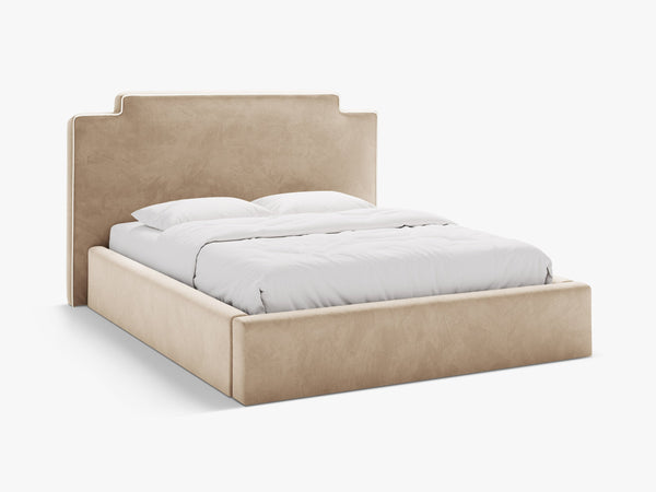 Elegant Upholstered Bed Frame with High Headboard & Storage