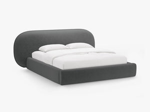 Upholstered Bed Frame with Rounded Headboard & Storage