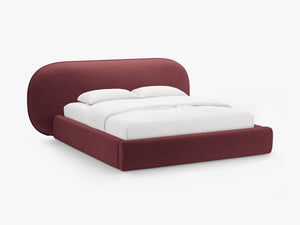 Upholstered Bed Frame with Rounded Headboard & Storage