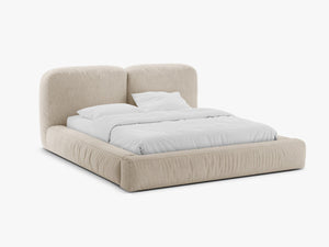 Upholstered Storage Bed Frame with Double Headboard & Gas Lift