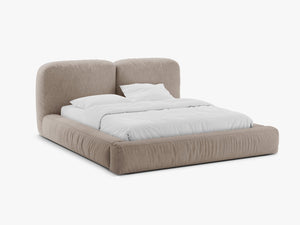 Upholstered Storage Bed Frame with Double Headboard & Gas Lift