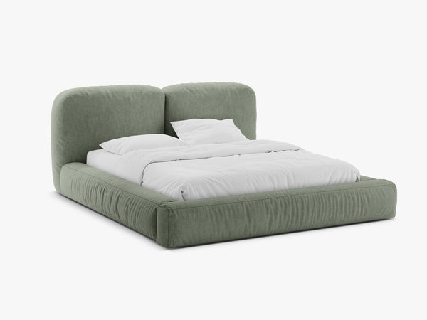 Upholstered Storage Bed Frame with Double Headboard & Gas Lift