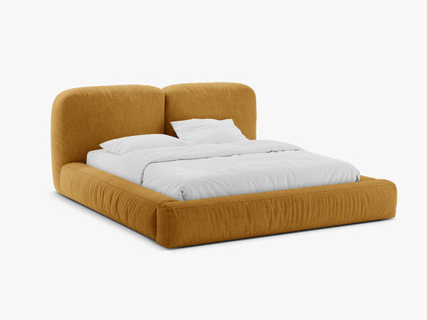 Upholstered Storage Bed Frame with Double Headboard & Gas Lift