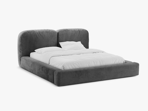 Upholstered Storage Bed Frame with Double Headboard & Gas Lift
