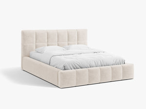 Upholstered Bed Frame with Rounded Design & Storage