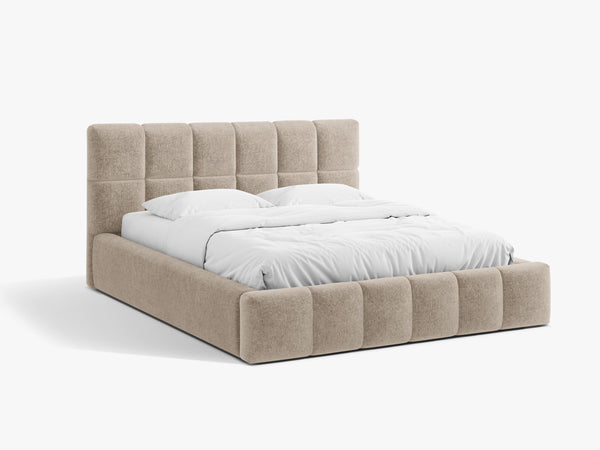 Upholstered Bed Frame with Rounded Design & Storage