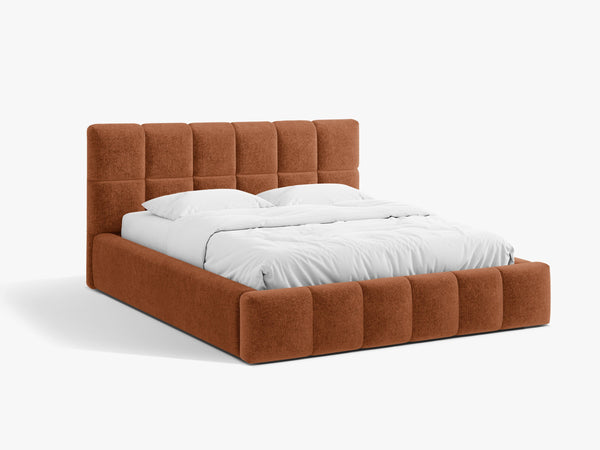 Upholstered Bed Frame with Rounded Design & Storage