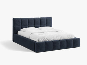 Upholstered Bed Frame with Rounded Design & Storage