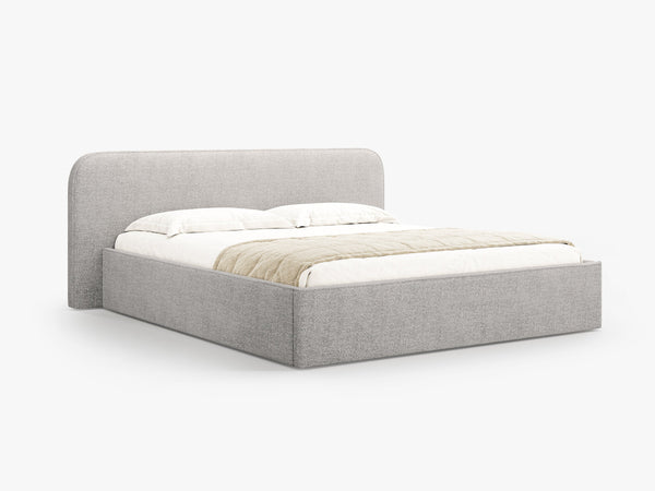 Upholstered Bed Frame with Storage & High Headboard