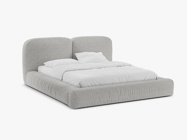 Upholstered Storage Bed Frame with Double Headboard & Gas Lift