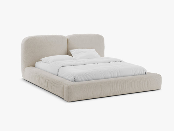 Upholstered Storage Bed Frame with Double Headboard & Gas Lift