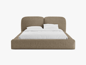 Upholstered Storage Bed Frame with Double Headboard & Gas Lift