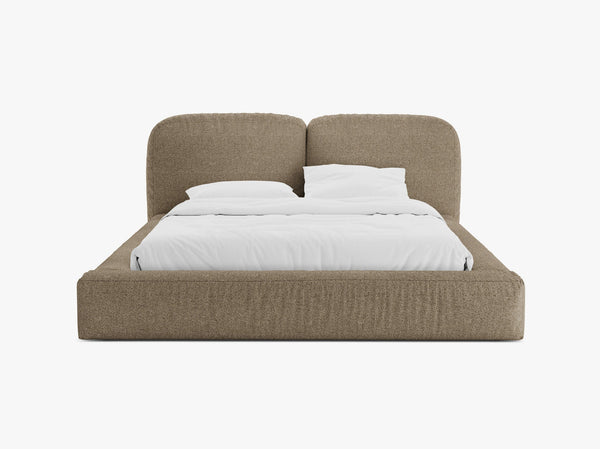 Upholstered Storage Bed Frame with Double Headboard & Gas Lift