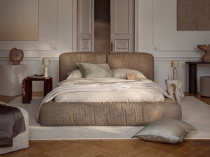 Upholstered Storage Bed Frame with Double Headboard & Gas Lift
